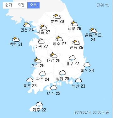 오늘의 날씨, 전국 흐리고 제주도, 광주 전남 소나기 비...주말 날씨 예보 - 투데이광주전남